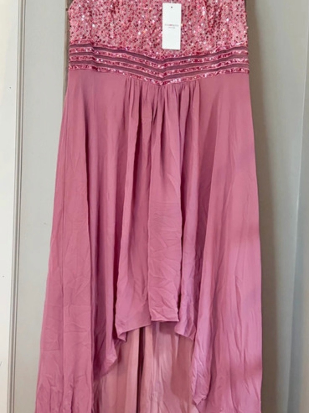 Ever Pretty Dusty Rose Strapless Beaded High-Low Prom Dress